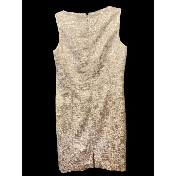 Vintage Rickie Freeman For TJ Nites Sleeveless Dress Metallic Pale Gold SZ 6 USA - Picture 2 of 5